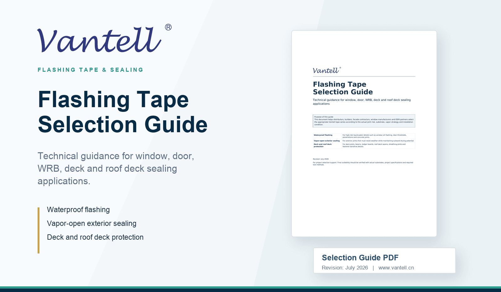 Vantell Flashing Tape Selection Guide