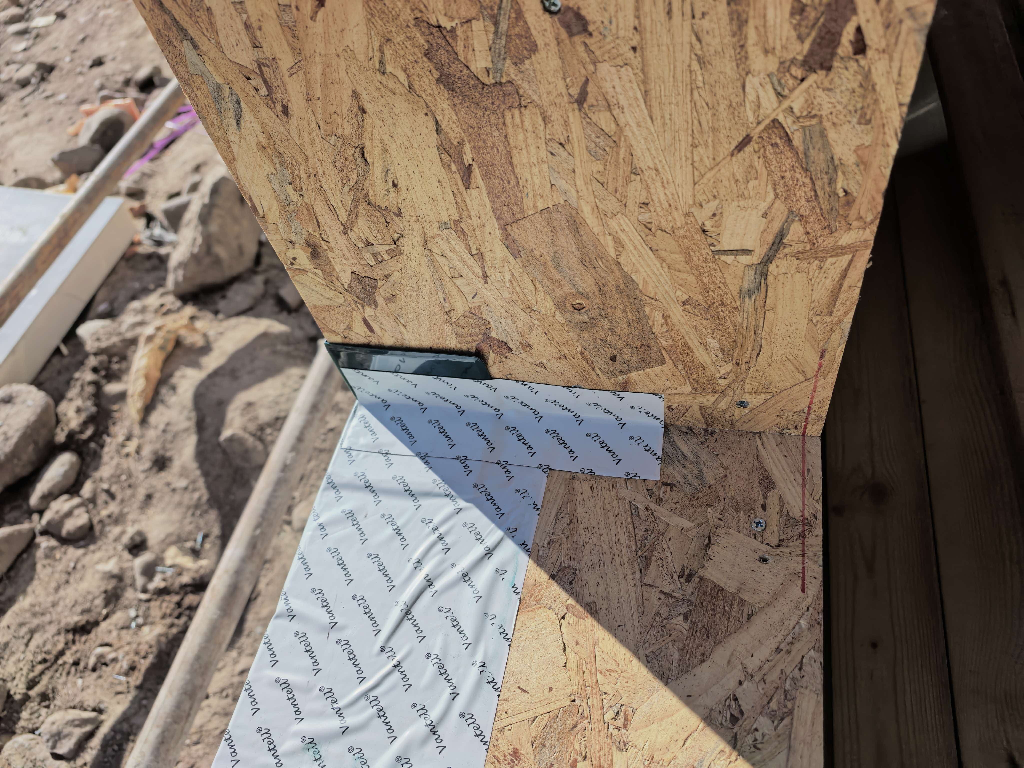 Vantell VWFAXW window flashing tape applied at window opening sill and jamb areas