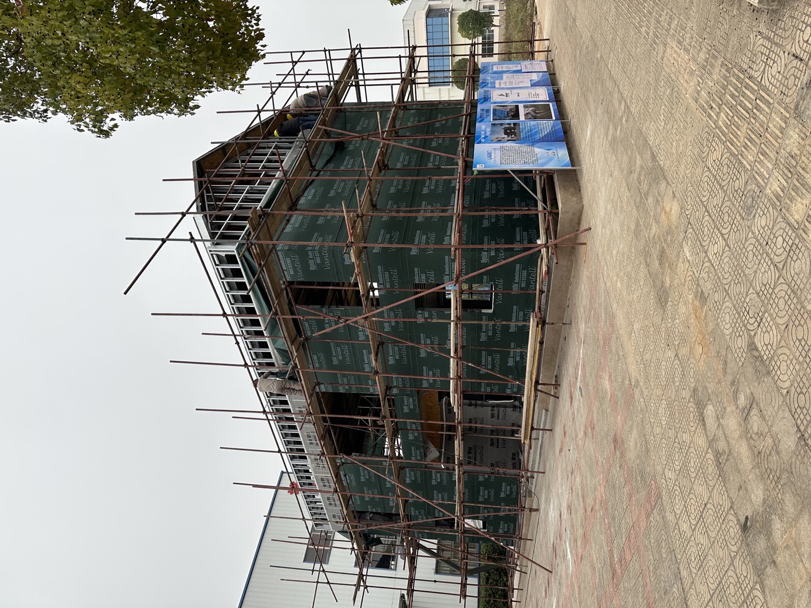 Rainscreen drainage layer installed over the VWC323 wall membrane